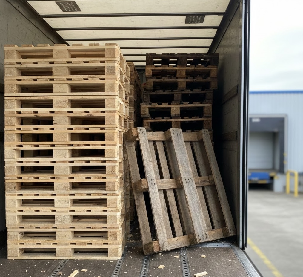 Pallets loaded in delivery truck